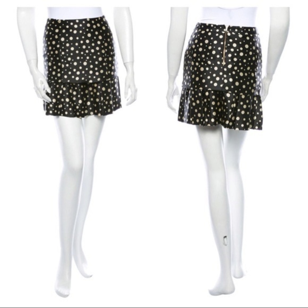 Dolce & Gabbana D&G Silk Polka Dot Pleated Mini Skirt Sz 40 small black cream